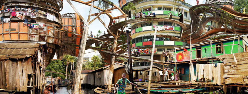 L’artista nigeriano Olalekan Jeyifous immagina la città di Lagos nel 2050